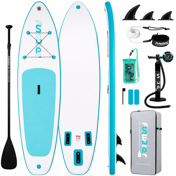 FunWater 10 ft 6 in Inflatable Stand Up Paddle Board Set – Sky Blue D2