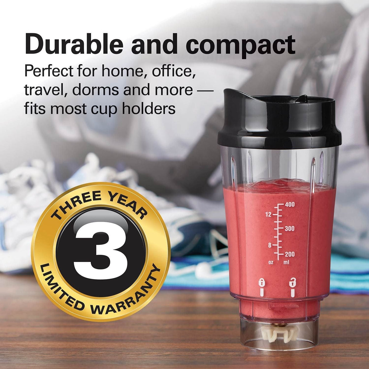 Hamilton Beach Personal Creations Single-Serve Blender with Travel Jar, Black, 414mL