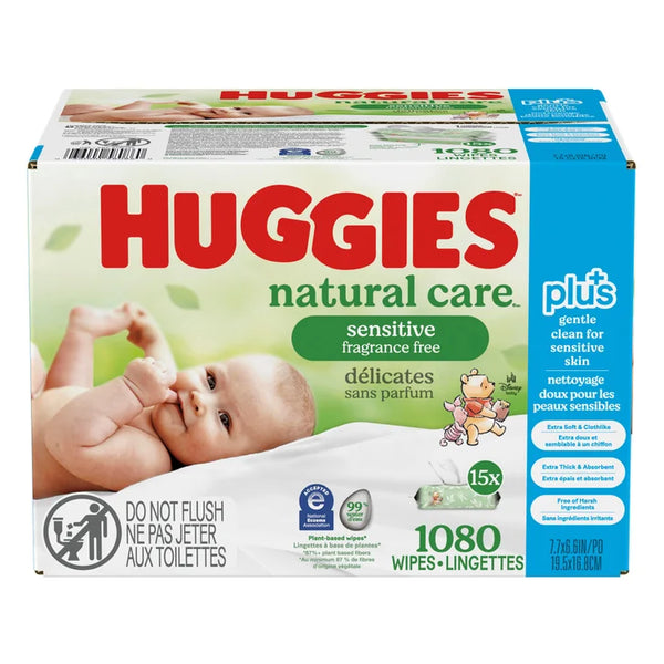 Huggies Natural Care Plus Wipes, 15-packs of 72 O5