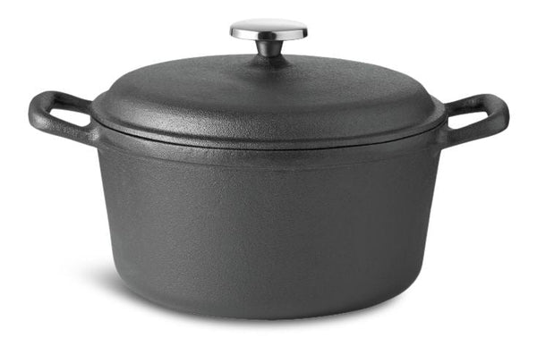 Lagostina Pre-Seasoned Casserole Dish, Cast Iron, Black, 6-qt S0