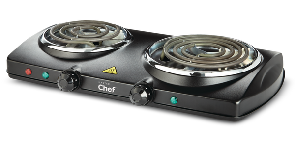 MASTER Chef Double Burner Hot Plate, Black, 1500W U1