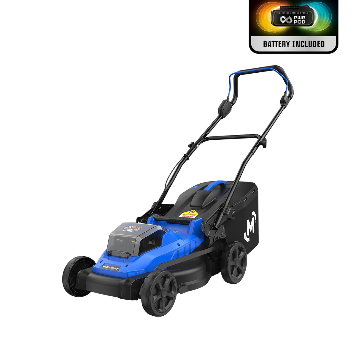 Mastercraft 2 x 20V Cordless 18-in Brushless Push Lawn Mower Kit with 2 PWR POD 5 Ah Batteries and Charger
