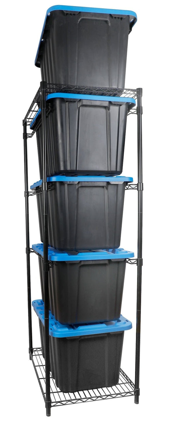 Mastercraft 5-Tier Steel Tote Storage Rack, Black, Totes Not Included V2