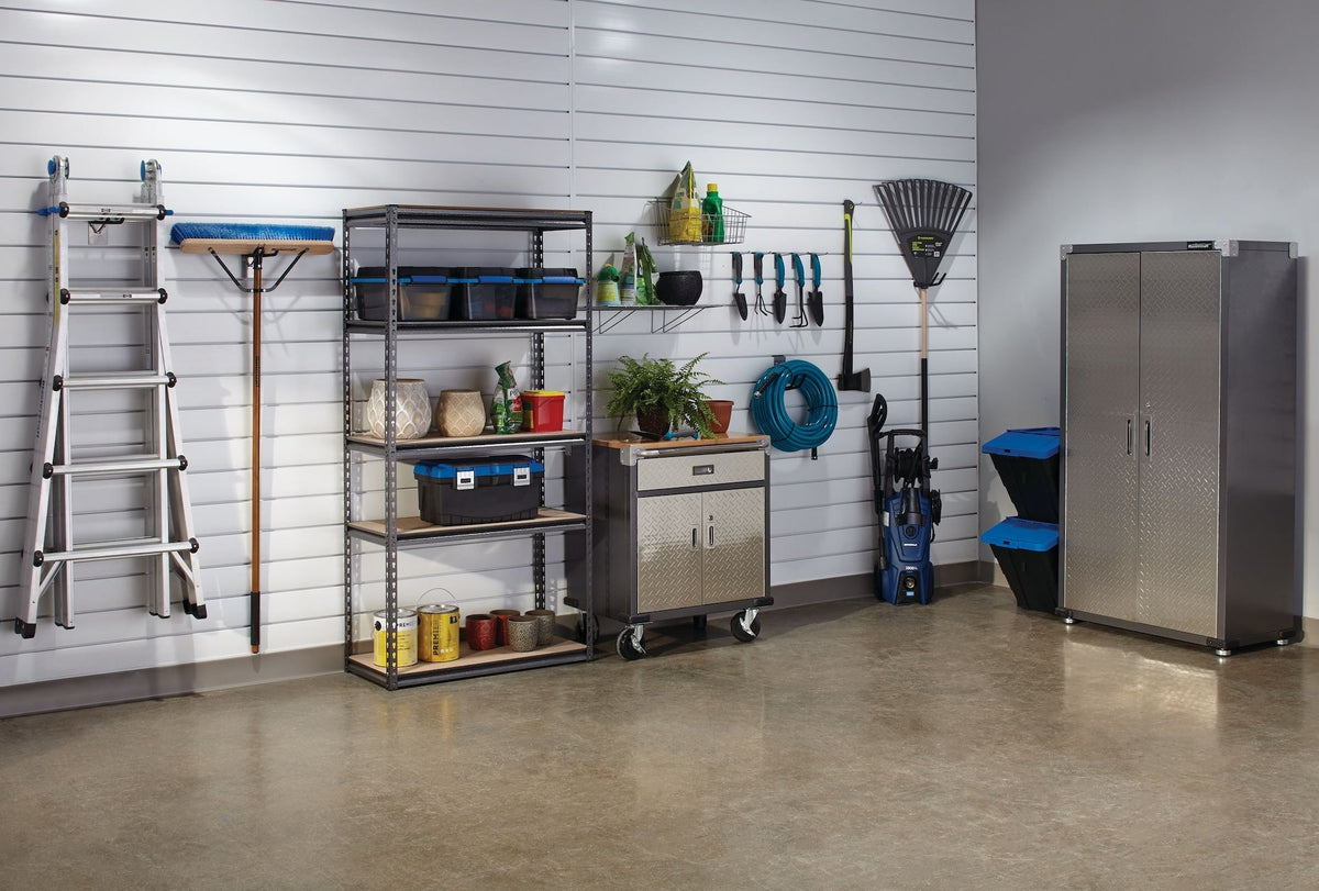 Mastercraft Adjustable 5-Shelf Steel Metal & Wood Storage Rack / Shelving Unit, 36 x 16 x 72-in
