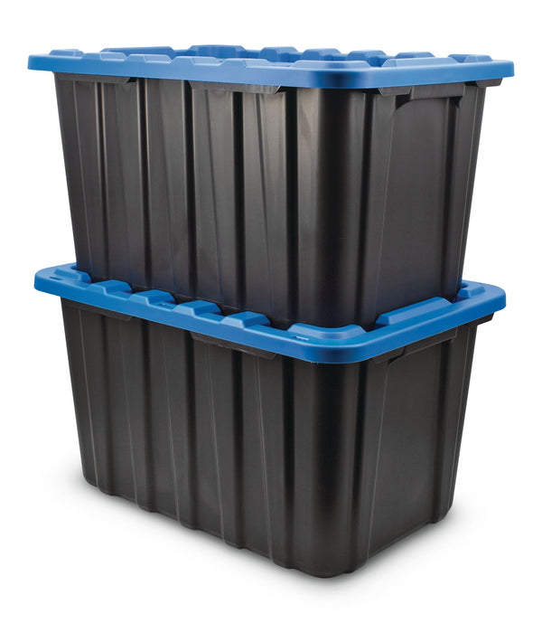 Mastercraft Heavy Duty Plastic Storage Box Container, 102-L, Black, 2-pk C7