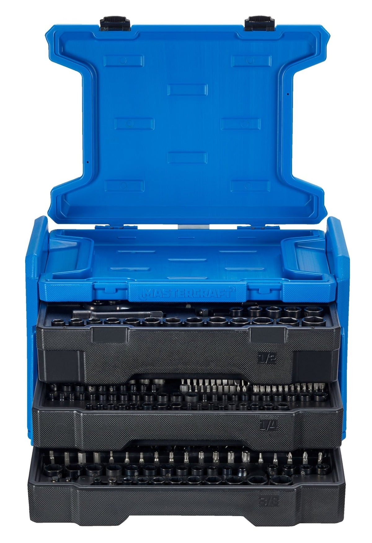 Mastercraft Socket Set, SAE/Metric, CRV, Black Steel Finish, 260-pc