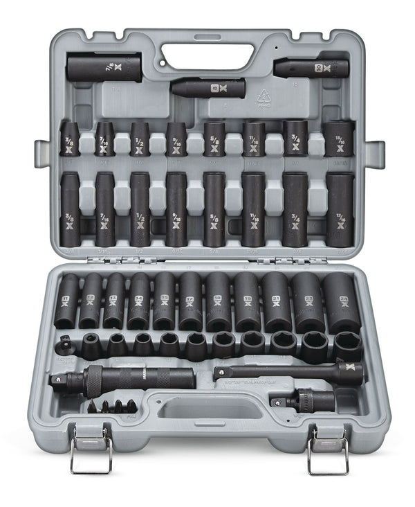 MAXIMUM 1/2-in Drive Professional Grade Impact Socket Set, 48-pc, CRMO H2