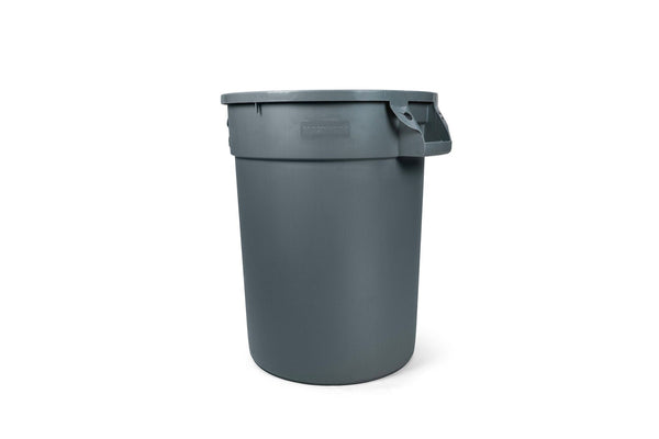 MAXIMUM Commercial Circular Outdoor Garbage Can with Lid, Grey W6