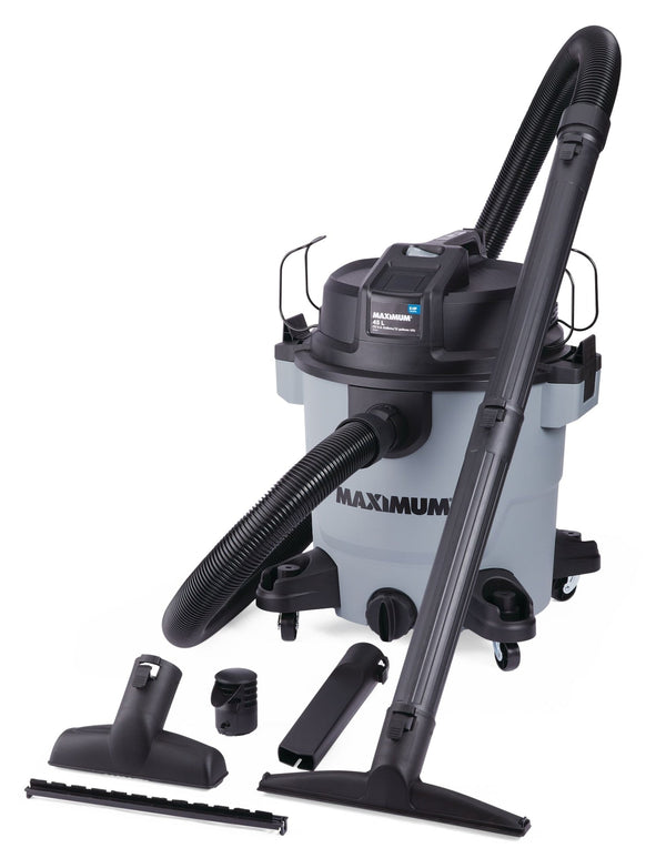 MAXIMUM VJH1211PF 6.0 Peak HP Portable Wet/Dry Shop Vacuum with Hose and Accessories, 45-L T9
