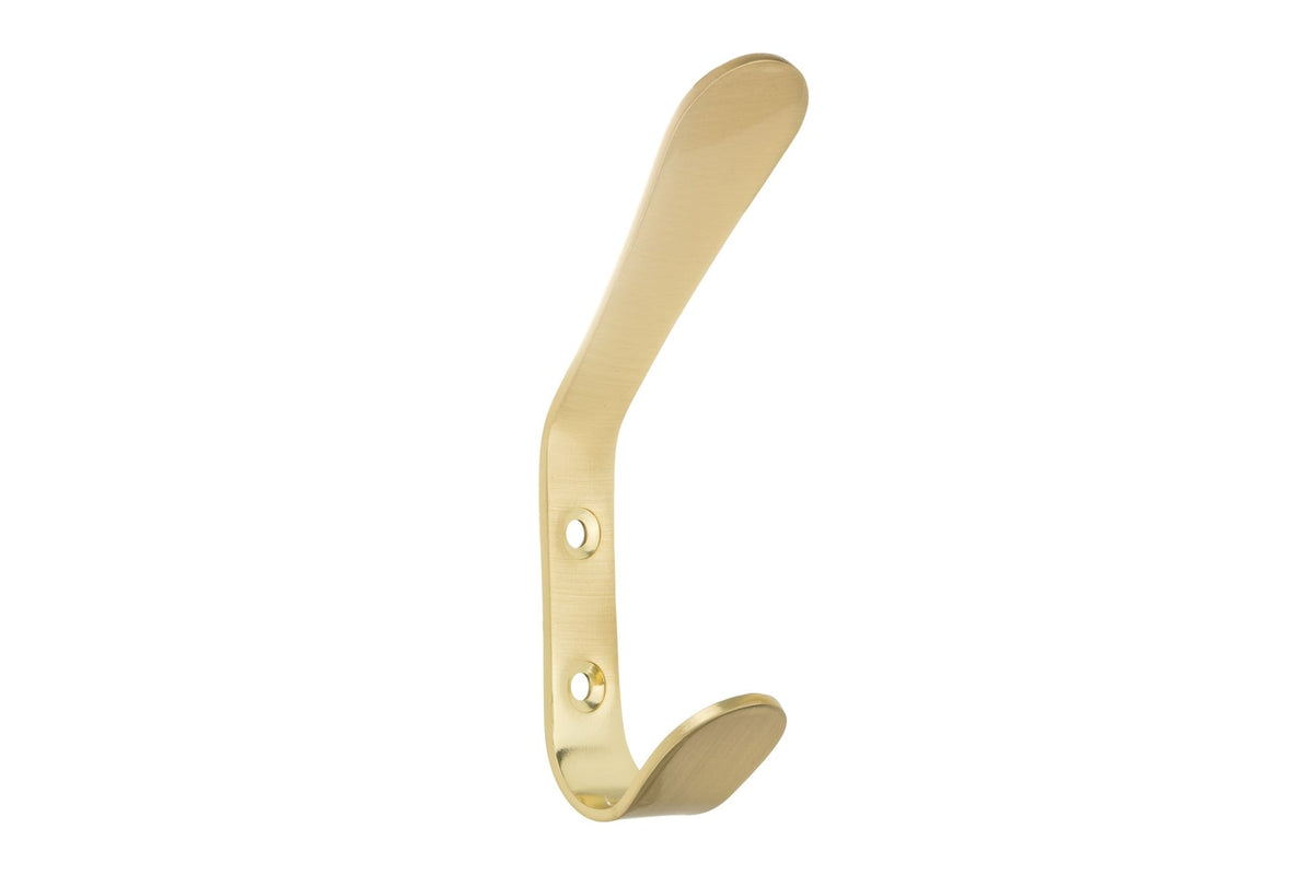 Metal Utility Double Hook, Satin Brass