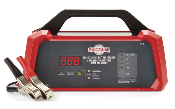 MotoMaster Classic Series Smart Battery Charger/Maintainer, Fully Automatic, 25/10/2-Amp, 12V D1