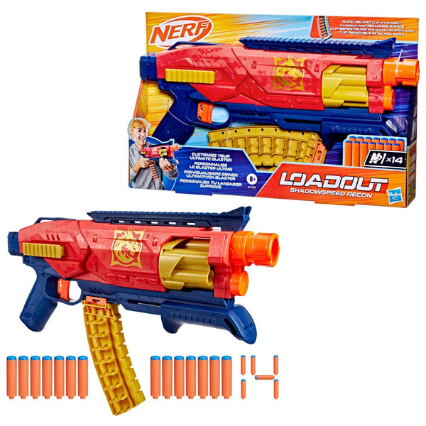NERF Loadout Shadowspeed Recon Dart Blaster with Dart Storage Attachment and 14 N1 Darts L3