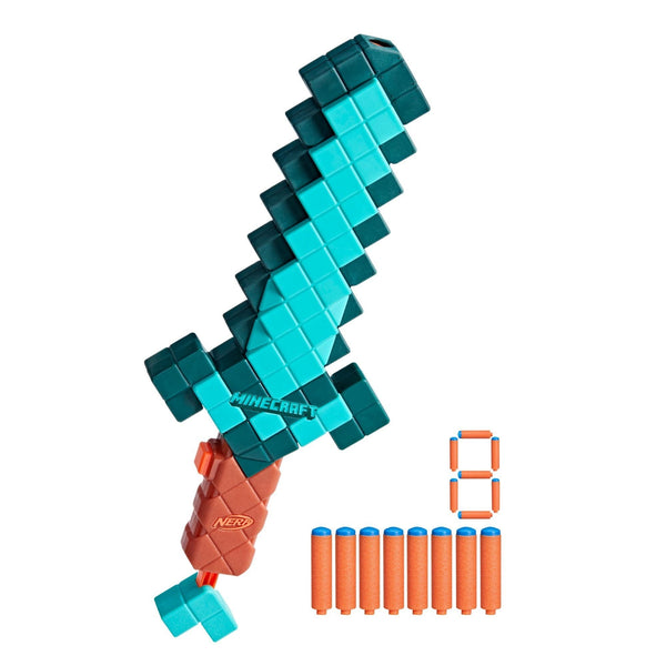 NERF Minecraft Diamond Sword Dart Blaster with 8 N1 Darts L3