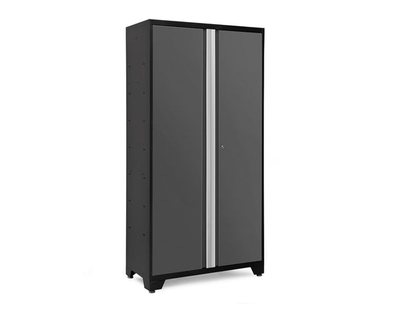 NewAge Bold Series Lockable 24-Gauge Steel RTA Storage Locker with 3 Shelves, Grey/Black, 42-in P2