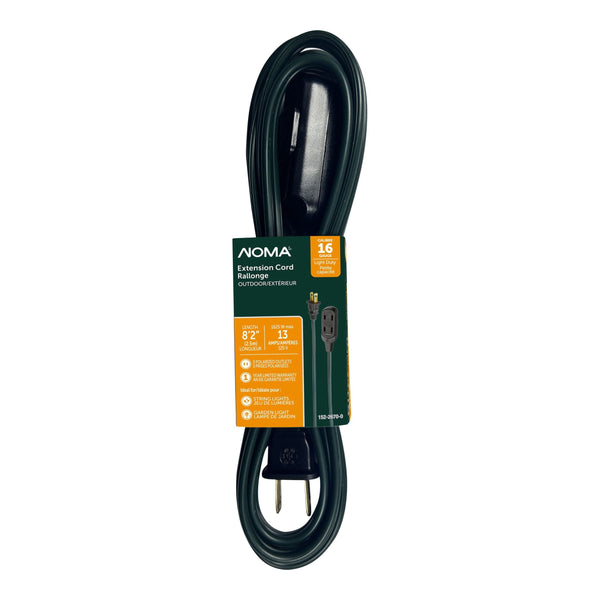 NOMA 2.5-m 13A 3-Outlet Light-Duty 16-Gauge Green Outdoor Extension Cord Q6