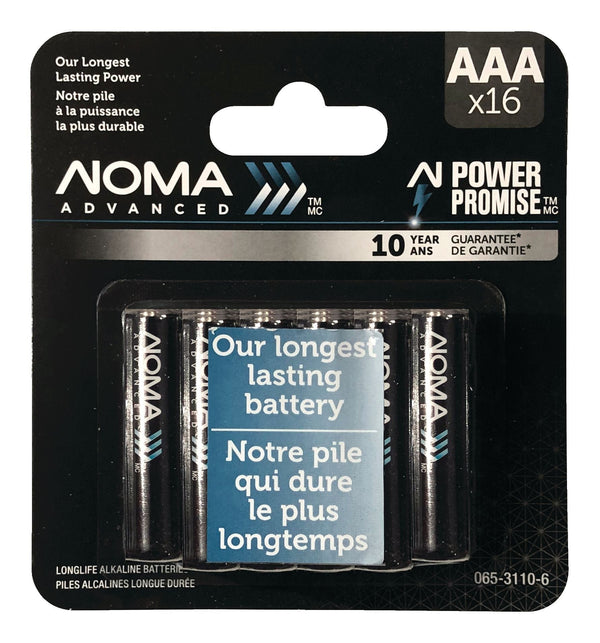 NOMA Advanced 16-pk AAA Alkaline Batteries, Long Lasting, All Purpose X8