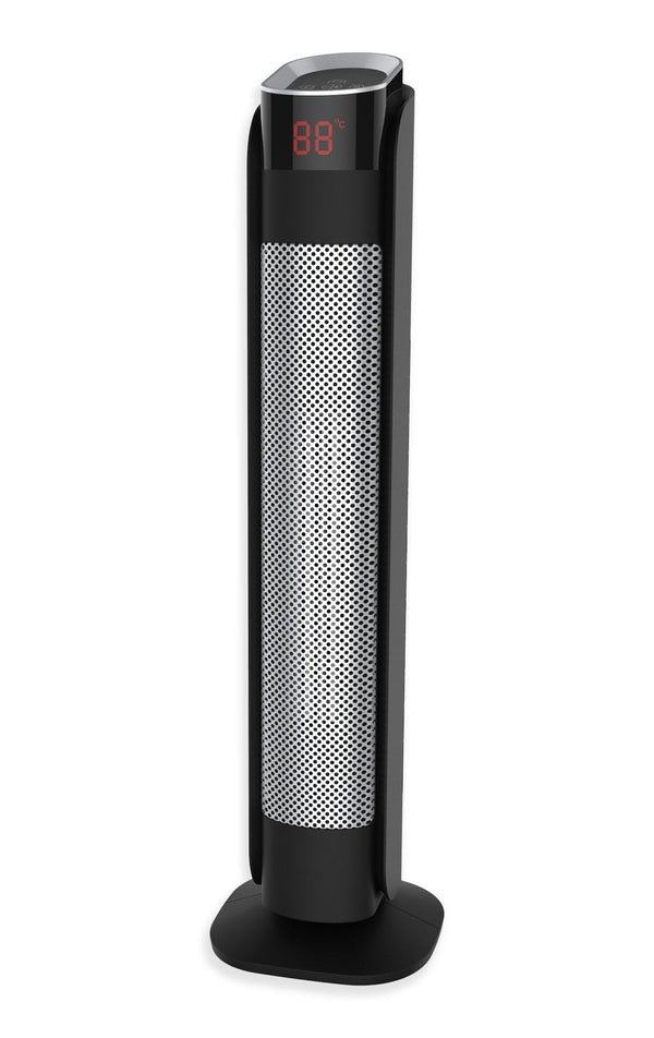 NOMA Oscillating Tower Ceramic Heater withRemote Control & Thermostat, 1500W, Black, 30-in X4