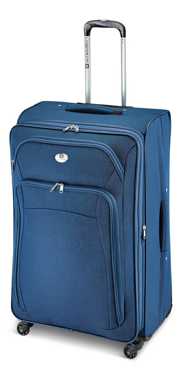 Outbound Coast Expandable Softside Spinner Wheel Travel 28-in Suitcase, Wet Pocket, Blue T4