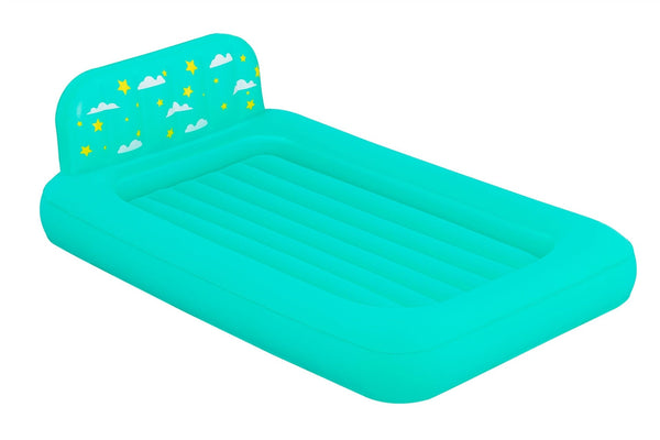 Outbound Kids' Single-High Airbed/Air Mattress with Headboard, Blue I5