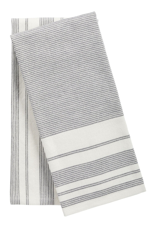 PADERNO All-Purpose Striped Cotton Terry Kitchen Towels, Grey, 2-pk M5