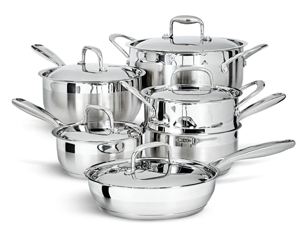 PADERNO Canadian Classic Stainless Steel Cookware Set, Dishwasher & Oven Safe, 11-pc L6