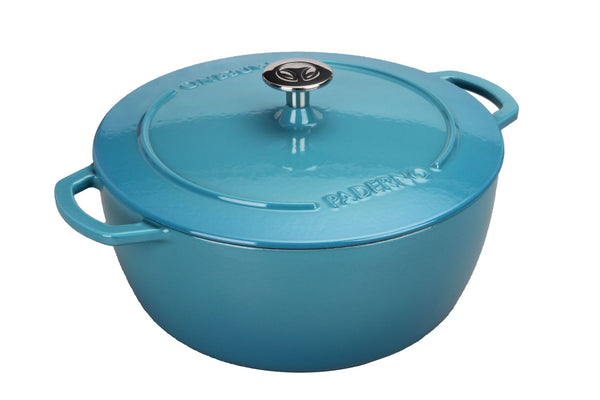 PADERNO Cast Iron Dutch Oven, Atlantic Blue, 6.6-L U4
