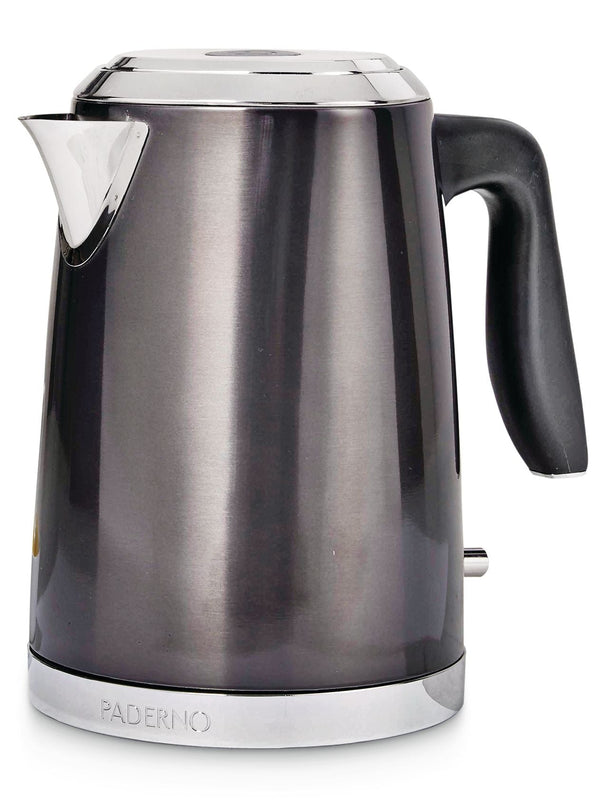 PADERNO Cordless Electric Kettle with Auto Shut Off, Black Stainless Steel, 1.7L E0