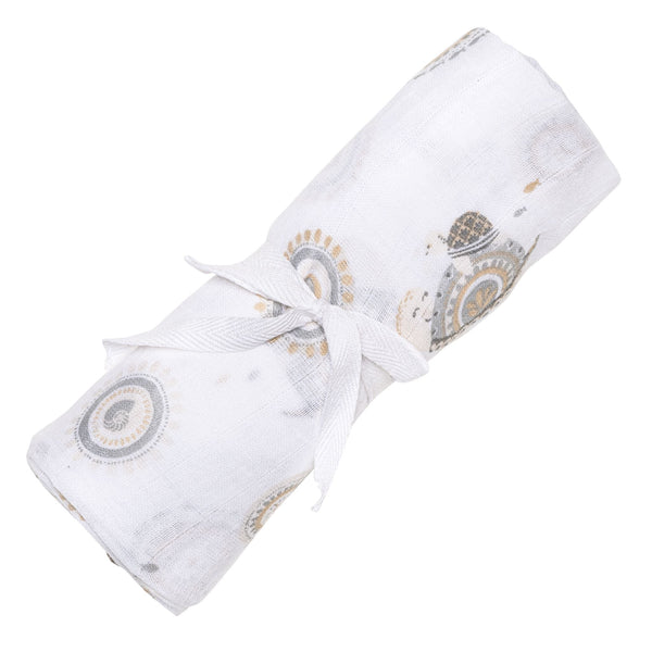 Perlimpinpin Cotton Muslin Baby Swaddle Blanket, Turtles B1