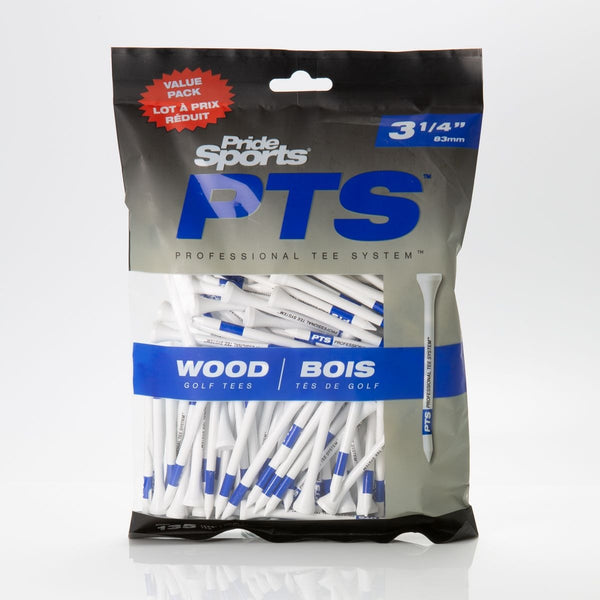 Pride Professional Tee System ProLength Plus Wood Golf Tee, 3-1/4-in Blue on White, 135-pk L8