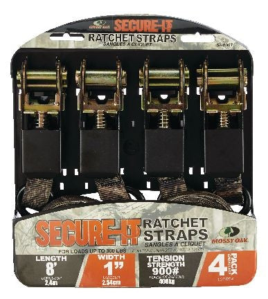 RPS Ratchet Tie-Down Straps, 1-in x 8-ft (2.54 cm x 2.4 m), 4-pk L2