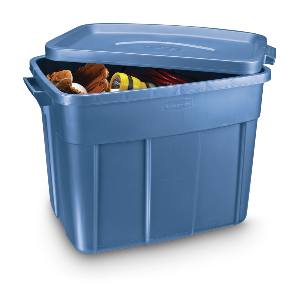 Rubbermaid Roughneck Stackable Storage Box with Lid, 68-L, Blue