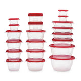 Rubbermaid TakeAlong Rectangle Plastic Food Storage Container Set with Quik Clik Seal Lid, 40-pc