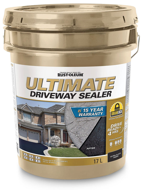 Rust-Oleum 15-Year Ultimate Asphalt Driveway Sealer, 1000 sq. ft Coverage, Ultra Black, 17-L E9