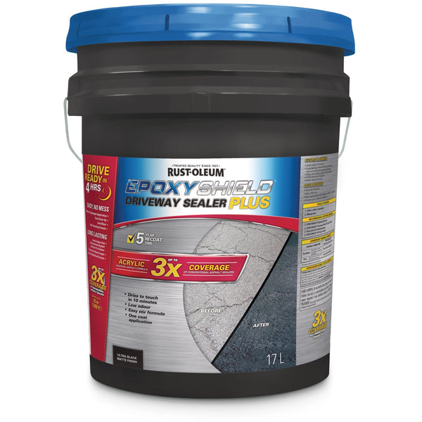 Rust-Oleum Epoxy Shield Asphalt Driveway Sealer Plus, 1000 sq. ft Coverage, Black, 17-L L2