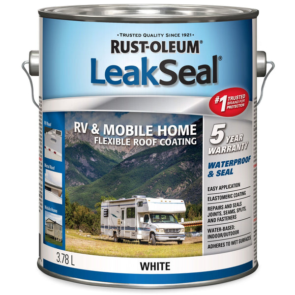 Rust-Oleum LeakSeal Waterproof Mobile Home & RV Roof Sealant / Coating, White, 3.78-L H8