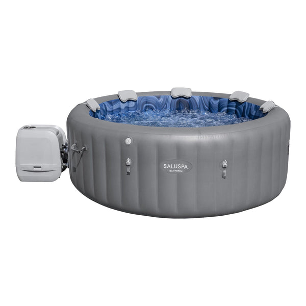 Salu Spa Santorini Grey 7-Person Luxe HydroJet Pro Round Smart Spa, 85-in x 31.5-in X7