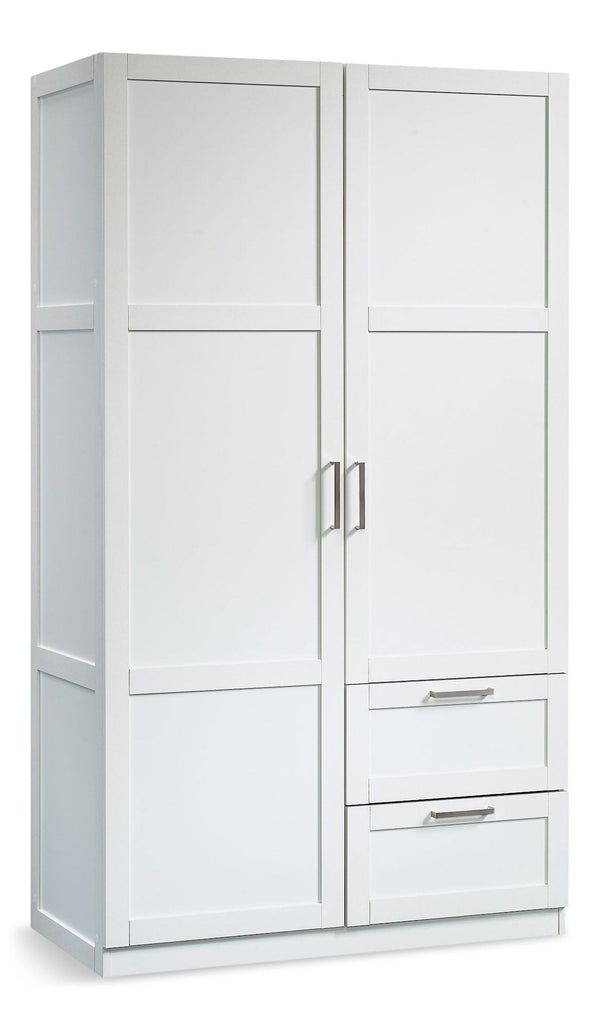 Sauder 2 Door 2 Drawer Wardrobe, White F9