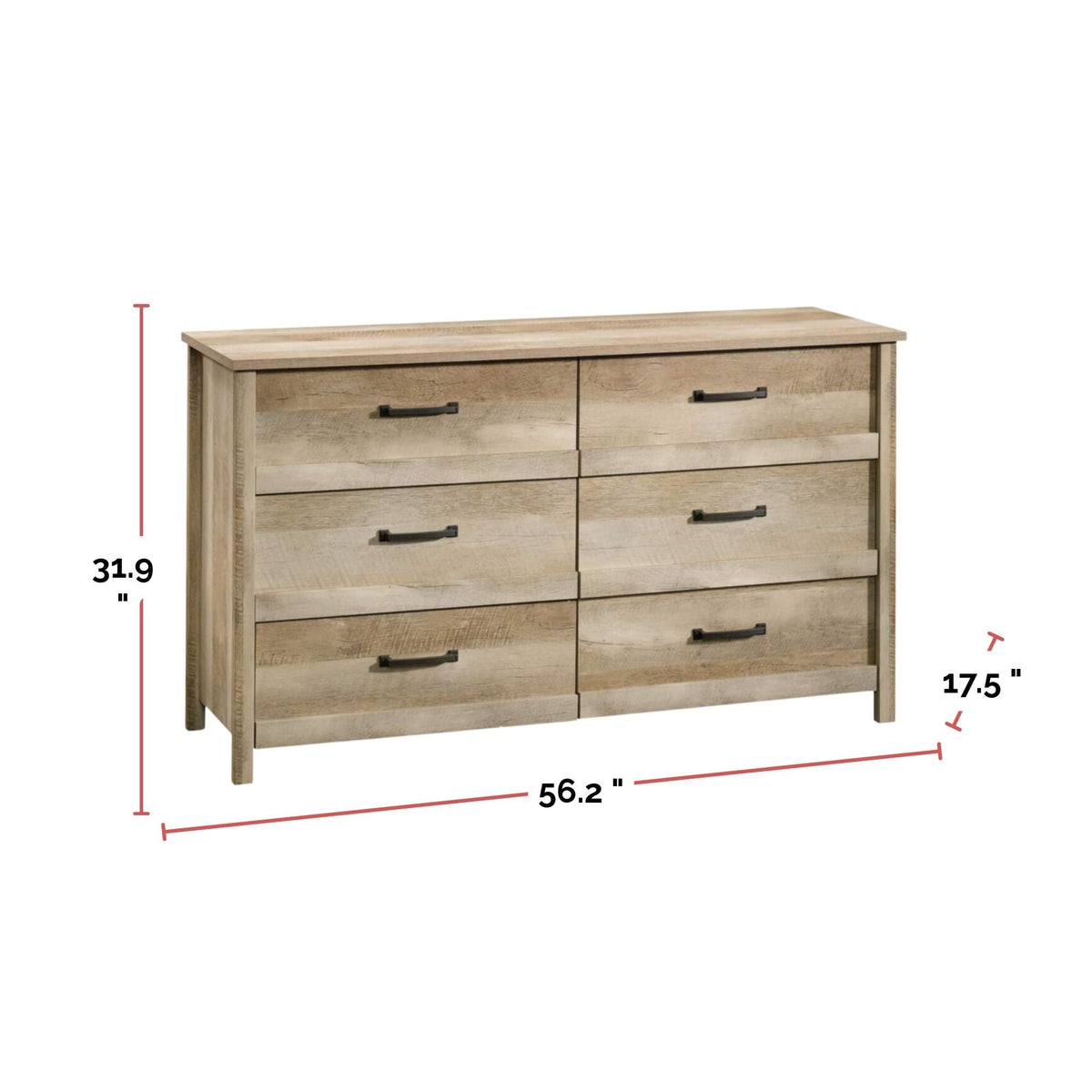 Sauder Cannery Bridge 6-Drawer Double Dresser/Chest Bedroom Storage, Lintel Oak Finish