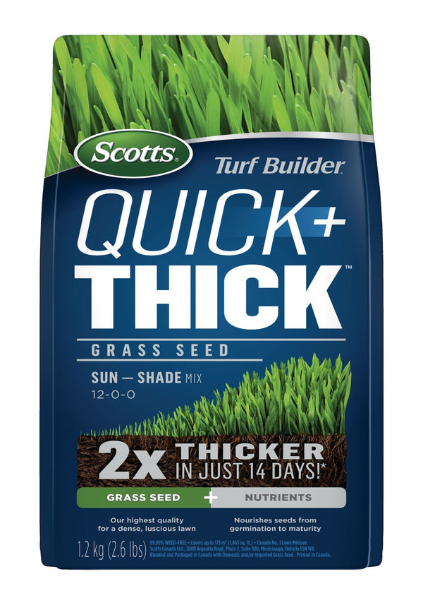 Scotts Turf Builder Quick + Thick Sun—Shade Grass Seed & Fertilizer Mix, 1.2-kg R6