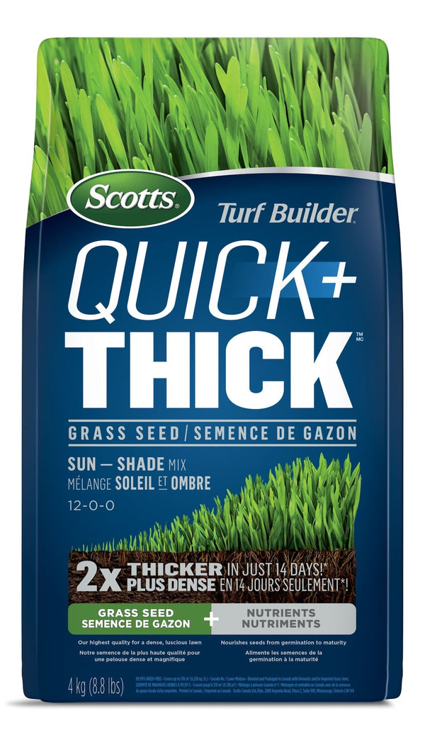 Scotts Turf Builder Quick + Thick Sun—Shade Grass Seed & Fertilizer Mix, 4-kg H6
