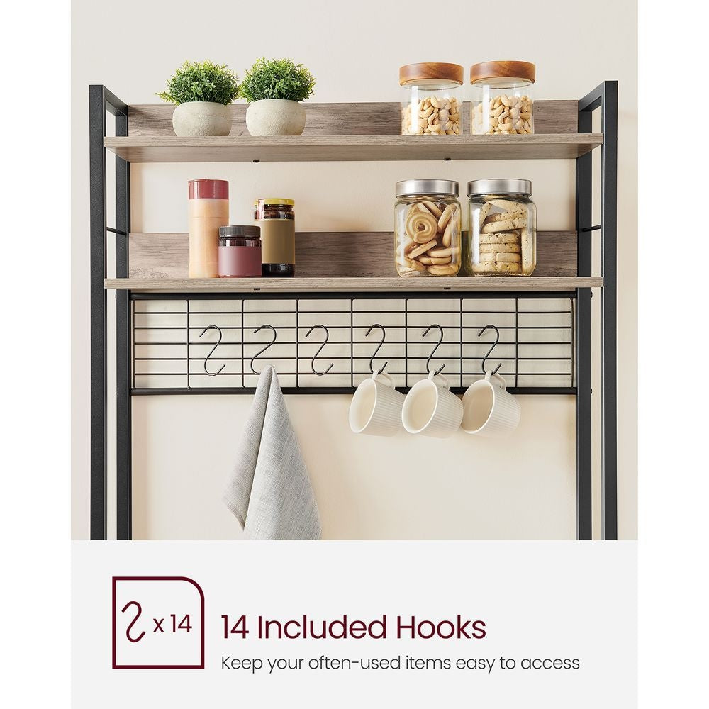 Songmics Home 5-Shelf Grey Baker's Rack with 4 AC Outlets