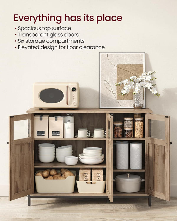 Songmics Home Industrial Camel Brown/Black Buffet Cabinet Z5