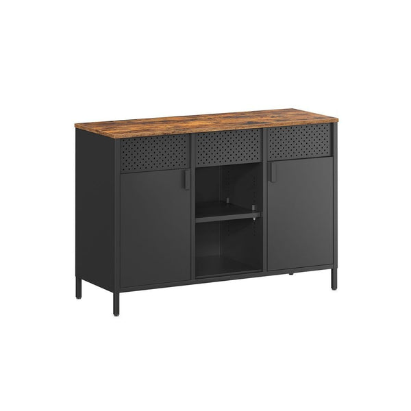 Songmics Home Rustic Brown/Black Metal Buffet Cabinet D1