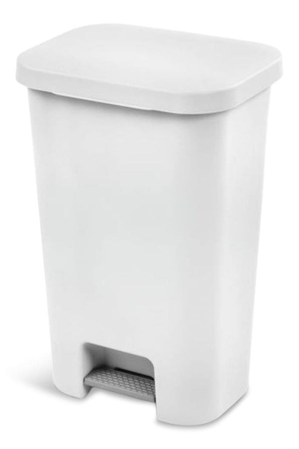 Sterilite Plastic Rectangular Step Garbage Can, White, 45-L G4