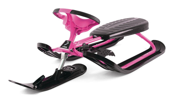 Stiga GT Racer Curve Kids' 1-Person Winter Snow Ski Sled with Steering Wheel & Brakes, Assorted Colours I1