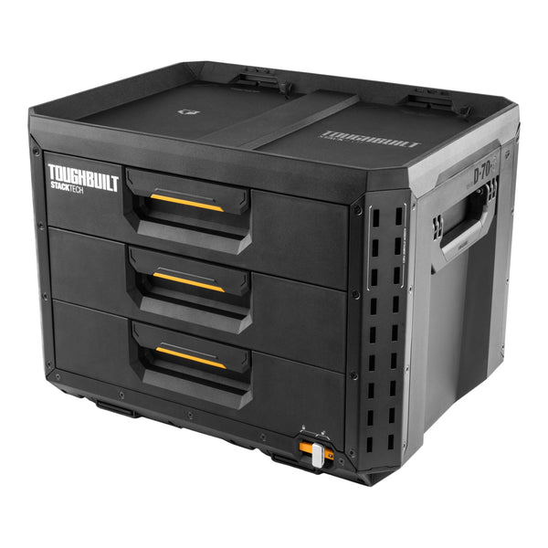 ToughBuilt StackTech XL 3-Drawer Auto-Locking Portable Modular Tool Box, Black K8