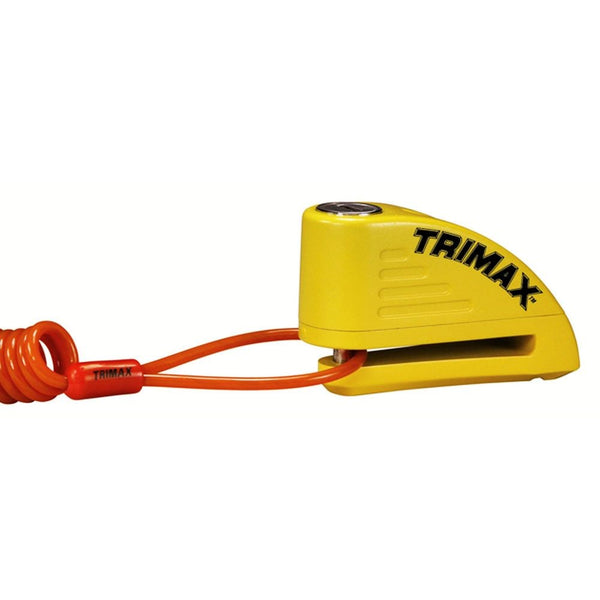 Trimax Alarmed Disc Lock with 8mm Pin, Yellow with Pouch & Cable G2