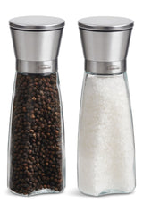 Trudeau Stainless Steel/Glass Salt & Pepper Grinder Mill Set, Pre-Filled, 8-in, 2-pc