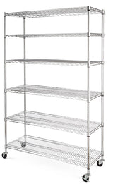 type A Metal 6-Tier Adjustable Wire Shelving Storage Unit with Wheels, Mastercraft Heavy Duty Stackable Storage Box with Lid, 102-L, Black/Blue,...