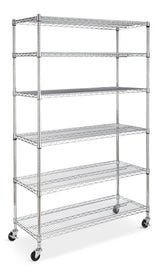 type A Metal 6-Tier Adjustable Wire Shelving Storage Unit with Wheels, Mastercraft Heavy Duty Stackable Storage Box with Lid, 102-L, Black/Blue,...